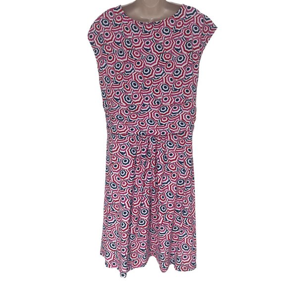 Size 1X (16W-18W) LANDS' END GEOMETRIC‎ PRINT SUMMER DRESS Vacation PLUS SIZE - Picture 3 of 6